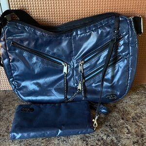 Kavu Navy Blue Crossbody Messenger Bag with Matching Pouch